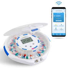 Load image into Gallery viewer, Smart WiFi Automatic Pill Dispenser with Frosted Lid | Up to 9 Doses Per Day | Li-ion Battery and USB-C Power
