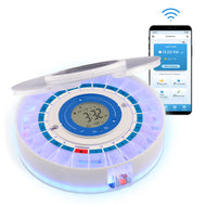 LiveFine Smart Automatic Pill Dispenser with Frosted Lid | Up to 9 Doses Per Day | AA Battery + USB-C Power