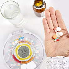 Load image into Gallery viewer, Smart Bluetooth Automatic Pill Dispenser with Frosted Lid | Up to 9 doses per day | AA Battery Power
