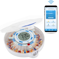 Smart WiFi Automatic Pill Dispenser with Frosted Lid | Up to 9 Doses Per Day | AA Battery and USB-C Power