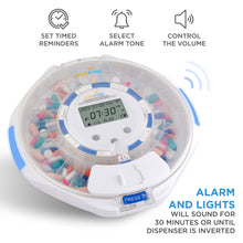 Load image into Gallery viewer, Smart WiFi Automatic Pill Dispenser with Clear Lid | Up to 9 Doses Per Day | Li-ion Battery and USB-C Power
