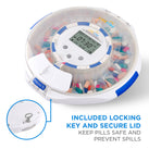 Smart WiFi Automatic Pill Dispenser with Clear Lid | Up to 9 Doses Per Day | Li-ion Battery and USB-C Power