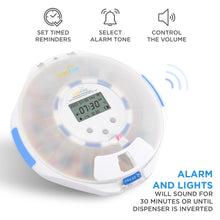 Load image into Gallery viewer, Smart WiFi Automatic Pill Dispenser with Frosted Lid | Up to 9 Doses Per Day | Li-ion Battery and USB-C Power
