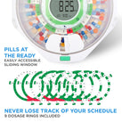 Automatic Pill Dispenser with Clear Lid | Up to 9 Doses Per Day | AA Battery Power