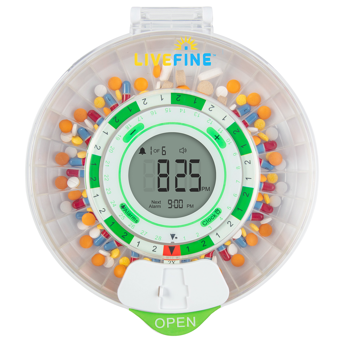 Automatic Pill Dispenser with Clear Lid and Large Display – LiveFine