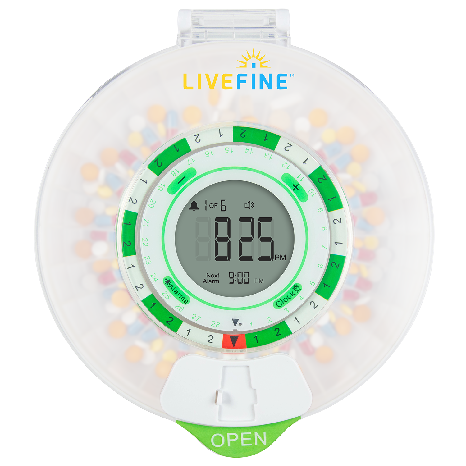 Pill Loading Automatic Pill Dispenser with Frosted Lid and Large Display – LiveFine
