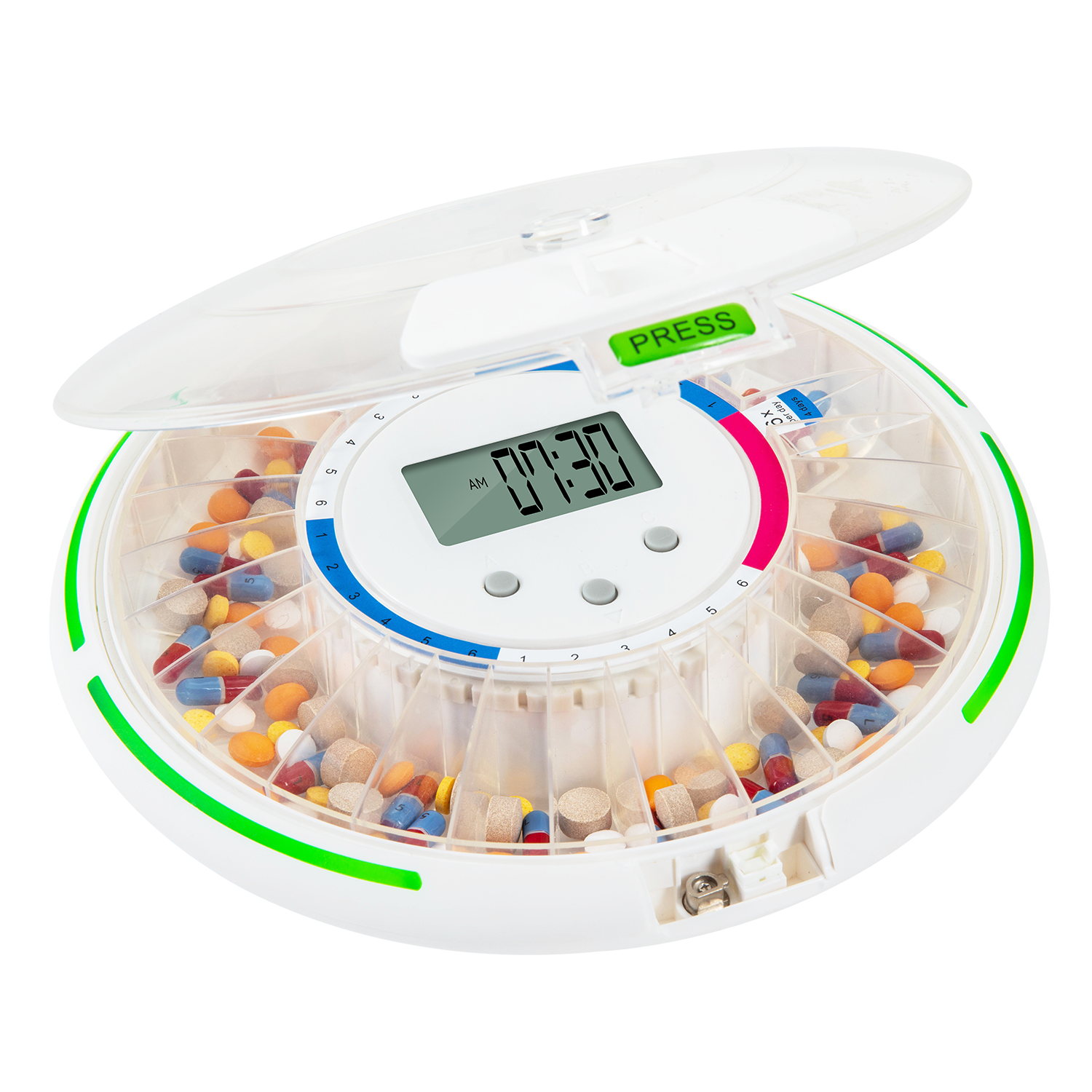 Pill Loading Automatic Pill Dispenser with Clear Lid – LiveFine