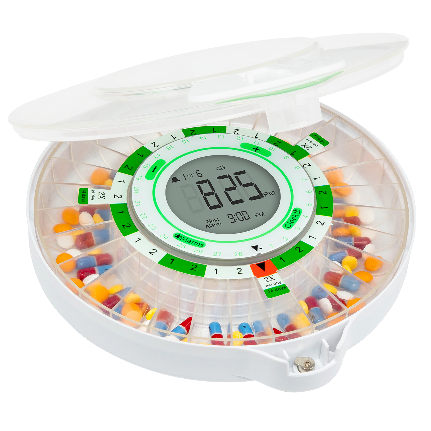 Pill Loading Automatic Pill Dispenser with Frosted Lid and Large Display – LiveFine